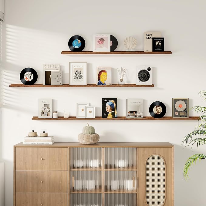 Floating Picture Ledge Shelves for Wall Set of 2, 95 Inches Picture Ledge Shelf - Image 2