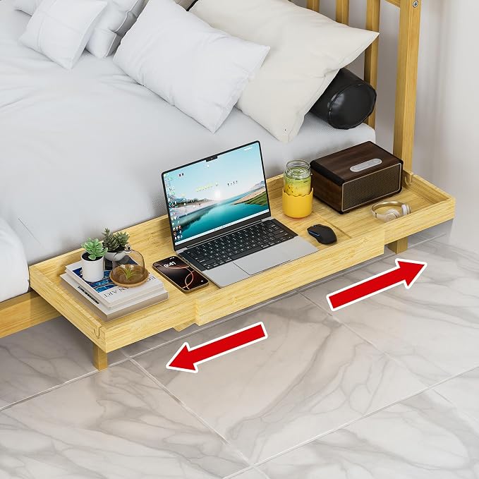 MinBoo Expandable Nightstand Shelf Bamboo College Caddy by MinBoo