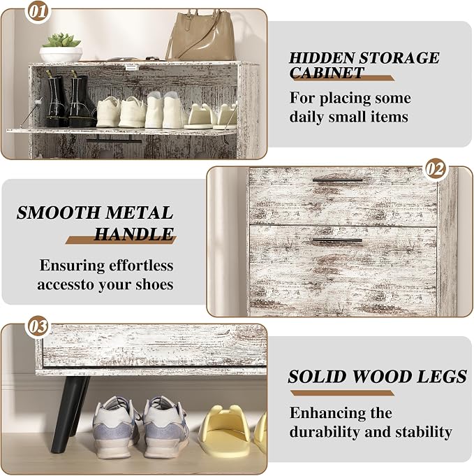 Rustic White Shoe Storage Cabinet - Image 4