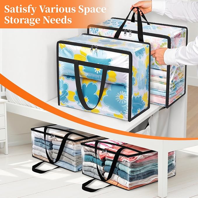 Clear Clothes Storage Bags, 6 Pack Closet Organizers and Under Bed Storage - Image 7