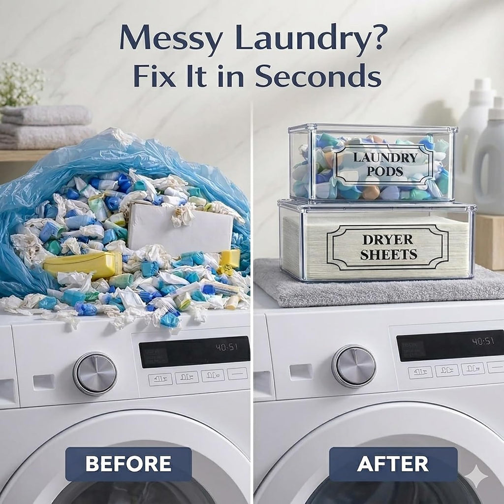 SSTATES Clear Acrylic Dryer Sheets Holder, Flip-top Laundry Pods