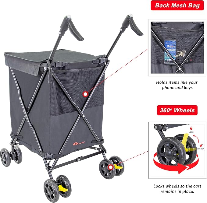 dbest Products Cruiser Cart Urban 360 Folding Shopping Grocery Collapsible - Image 3