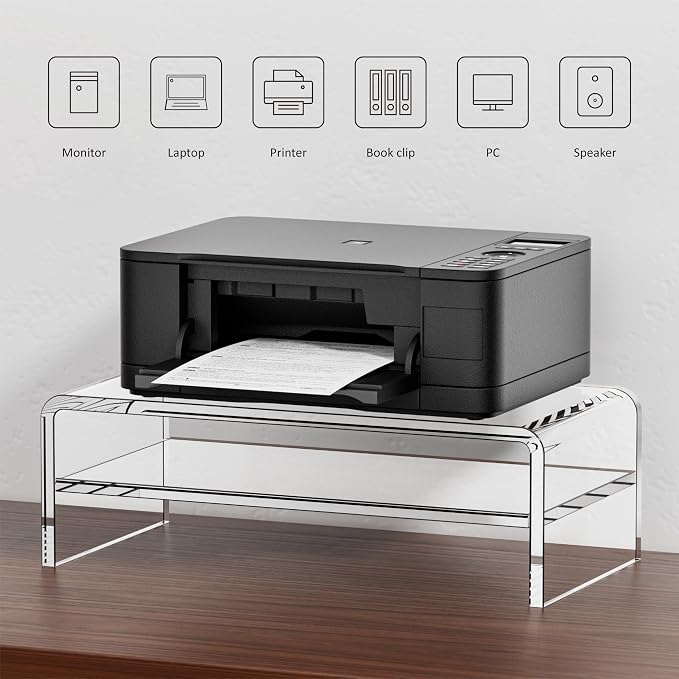 Clear Acrylic Monitor Stand Riser 2 Tier, 5.12 Inches High Clear Computer Desk - Image 5