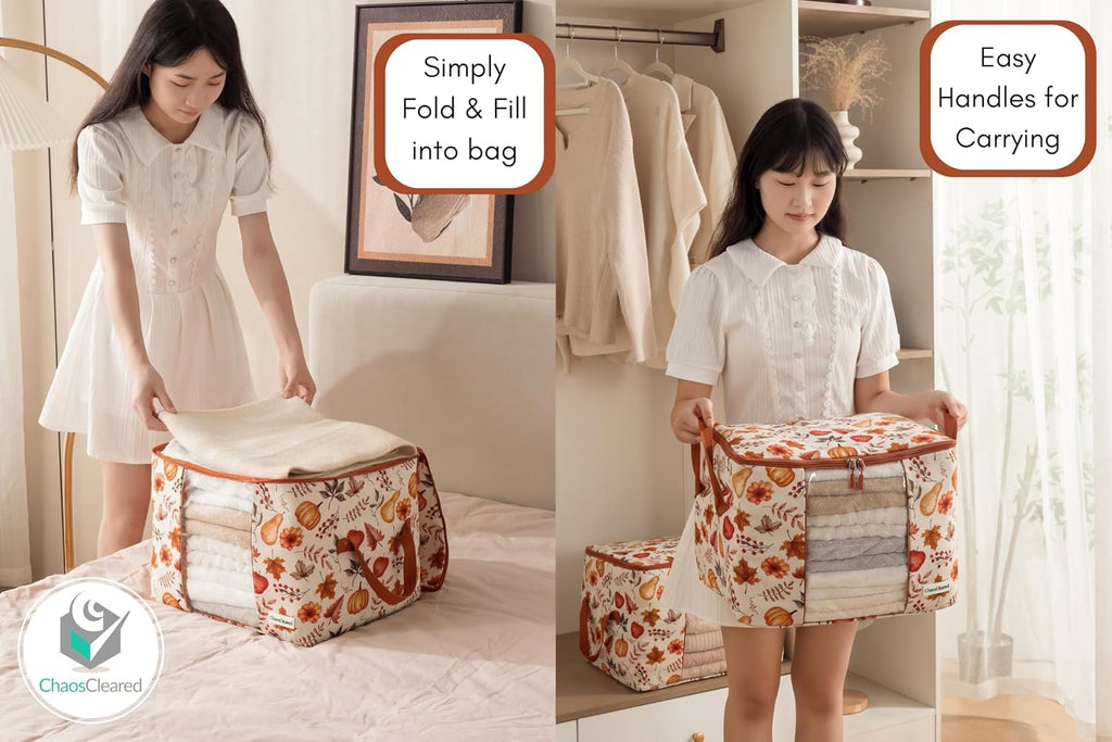 2 Pack Canvas Storage Bags Designer Organizer - Seasonal Storage for