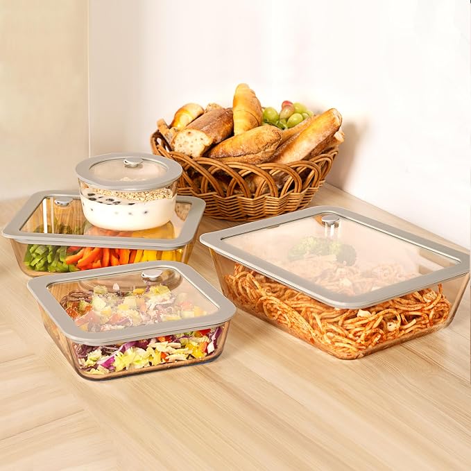 Glass Food Containers with Glass Lid, Microwave Safe Food Storage Container Set - Image 7