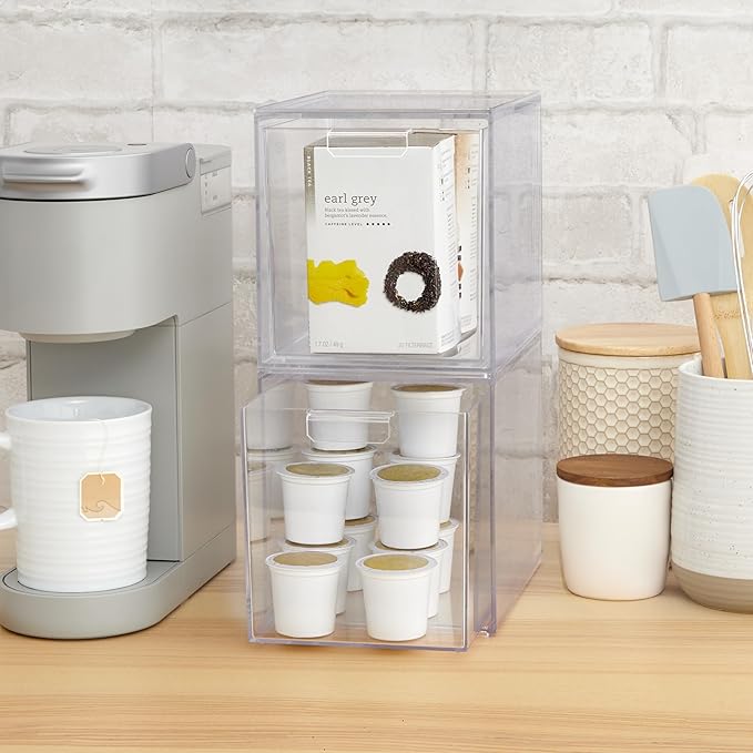STORi Audrey Stackable Bin Clear Plastic Organizer Drawers | 2 Piece Set | - Image 5