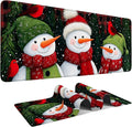 Three Snowmen Gaming Mouse Pad 31.5"x11.8"Desk Mat Anti-Slip Rubber Base & by ANNAQUEEN