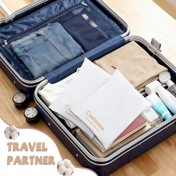 4 Pack Cashmere Sweater Storage Bags, Large Breathable Washable Pure Cotton - Image 6