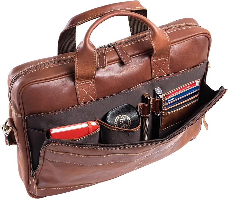 KomalC 16 Inch Leather briefcases Laptop Messenger Bags - Image 2