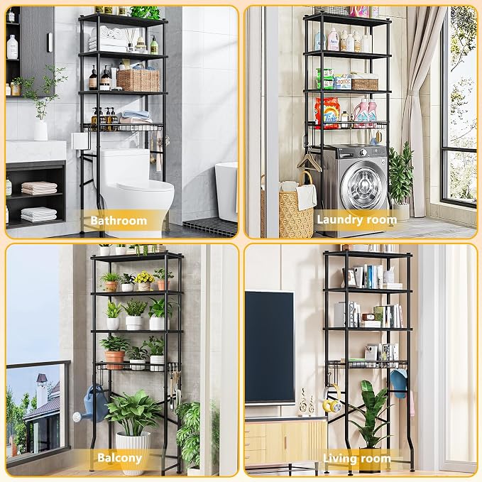 Over-The-Toilet Storage Rack, 4-Tier Bathroom Organizer Shelf Over Toilet - Image 4