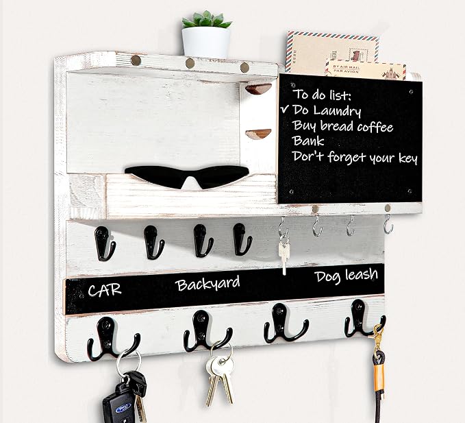 Key Holder for Wall Mount, Farmhouse Mail and Key Holder for Wall Hanger by HEKOOLA