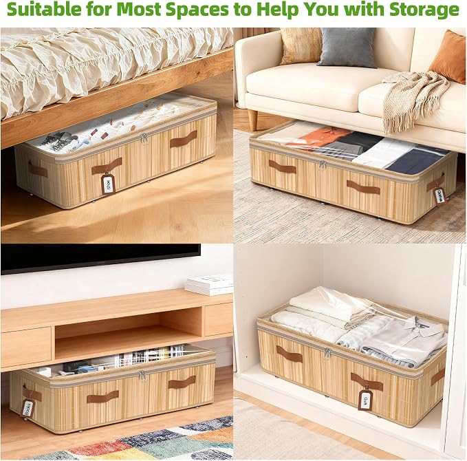 Livole 2 Pack Bamboo Under Bed Storage - Image 8