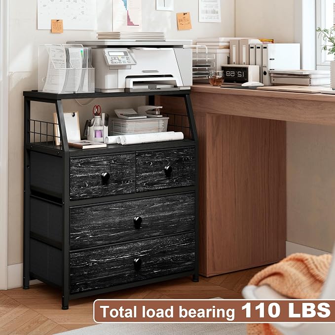 EnHomee 21.8" W Black Nightstand Set of 2, Night Stand - Image 6