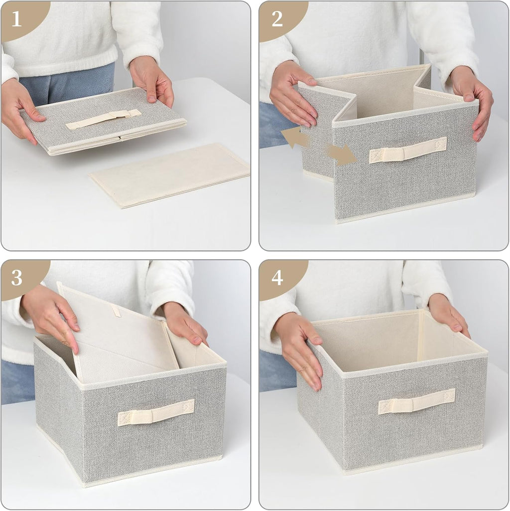 Storage Baskets, 11-Inch Woven Fabric Bins, Storage Cubes with