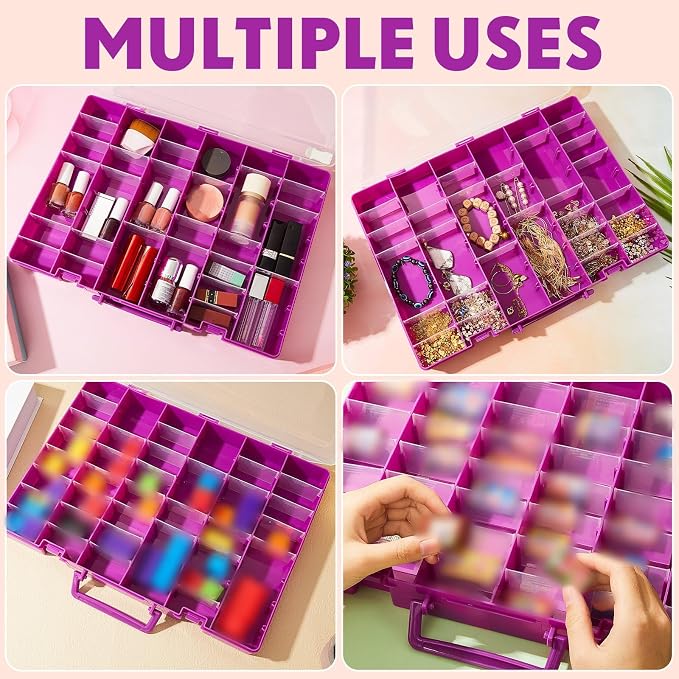 Juexica 2 Pcs Large 48 Grids Plastic Storage Bead Organizer Box, Tackle Box - Image 7