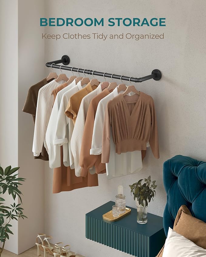 OROPY Industrial Pipe Clothing Rack 38.4", Heavy Duty Detachable Wall Mounted - Image 4