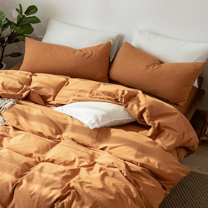 MooMee Bedding Pillowcases Pack of 2 100% Washed Cotton Linen Like Textured - Image 5
