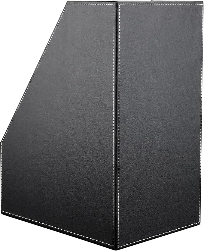 KINGFOM Wooden Leatherette Desktop File Folder Organizer and Document File - Image 5