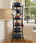 KES 264 Lbs Capacity Freestanding Pot Rack, 6-Tier Cast Iron Cookware Stand by KES