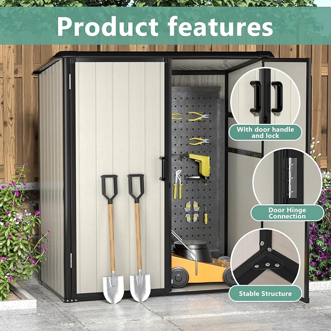 Aoxun Outdoor Storage Shed 5 x 3FT, Resin Shed - Image 4