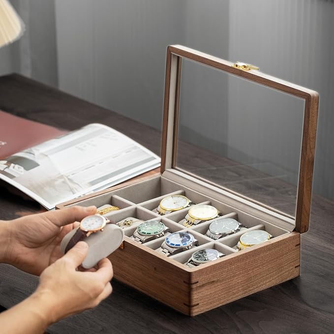 muso wood Watch Display Box, 10 Slot Watch Case - Image 4