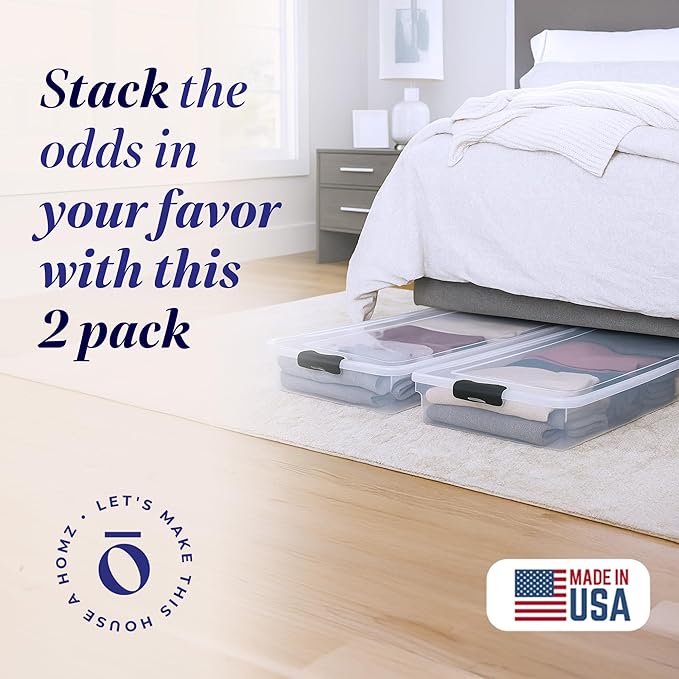 HOMZ 2-Pack Under Bed Storage, 60 Quart, and Towels - Image 2