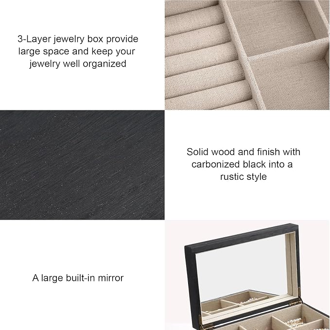 Meangood Jewelry Box Organizer for Women, 3 Layer Large Jewelry Storage Case - Image 5