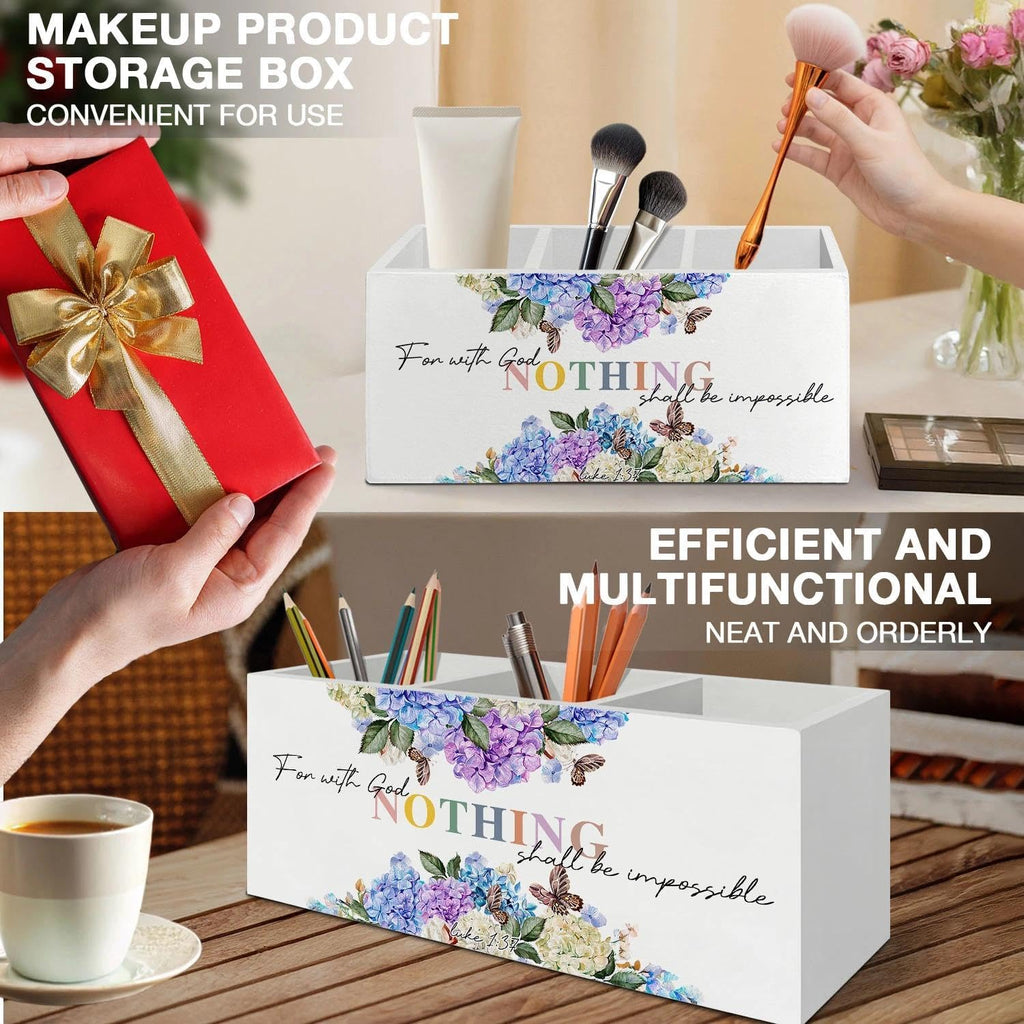 Hydrangea Floral Christian Pen Pencil Holder Organizer for Desk