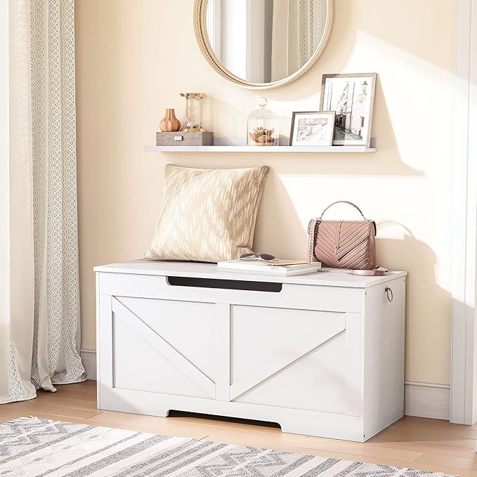 HOOBRO Storage Bench, 39.4” Retro Wooden Storage Chest - Image 5