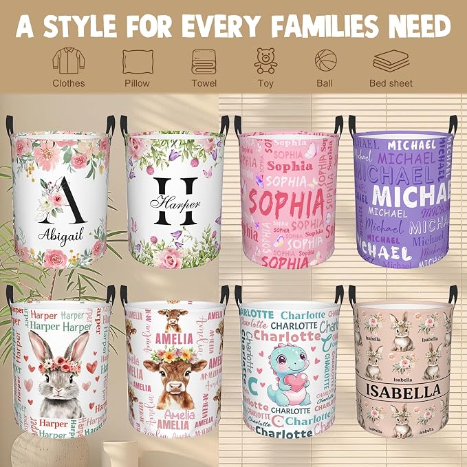 Custom Name Laundry Hamper, Personalized Laundry Basket - Image 6