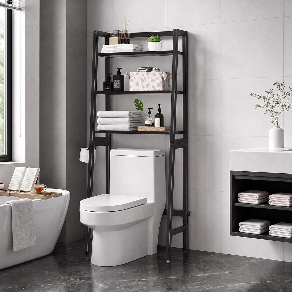 MallKing Over-The-Toilet Storage Rack, Wooden 3-Tier Over-The-Toilet
