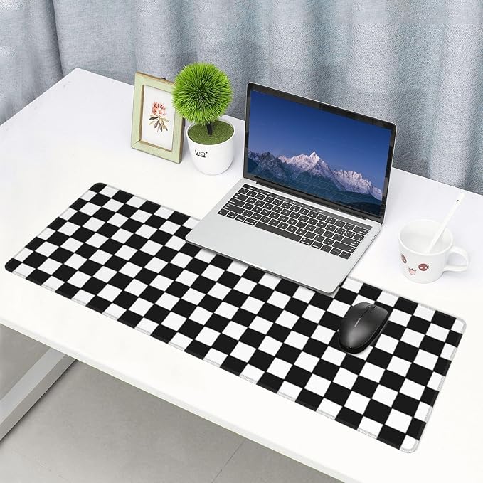 Black and White Checkered Gaming Mouse Pad, Large Mouse Pad - Image 2