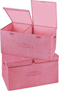 2 Pack Storage Boxes with Lids and Handles, Collapsible Linen Storage Bins by Unknown