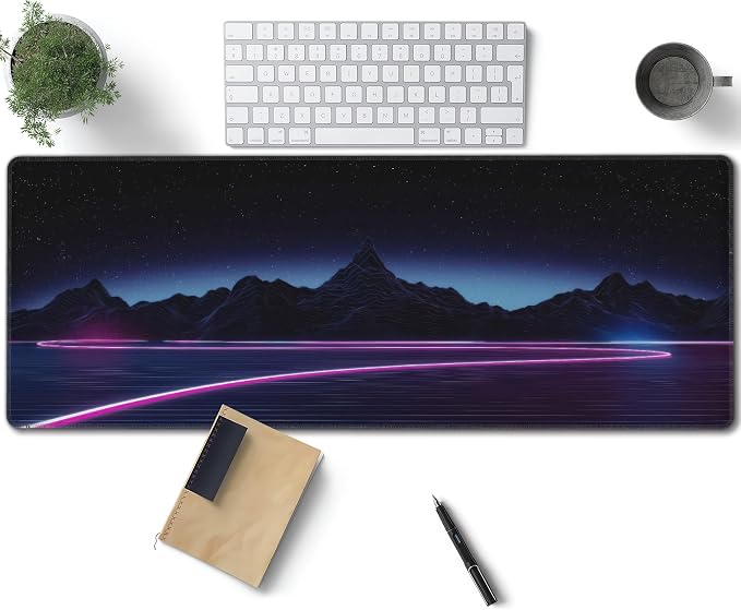 Neon Star Mountains Large Mouse Pad, Gaming Desk Mat, XL Keyboard Desk Pad Mat by Unknown