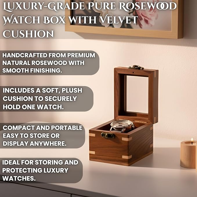 Wooden Watch Box for Men & Women, Luxury Watch Organizer & Display Case - Image 3