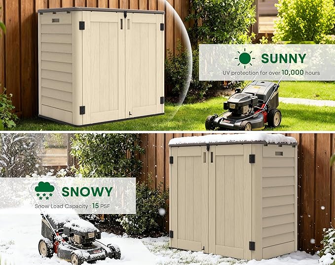 30 Cu.Ft Outdoor Storage Shed, Lawn Mower, Garden Tools, Waterproof Resin - Image 6