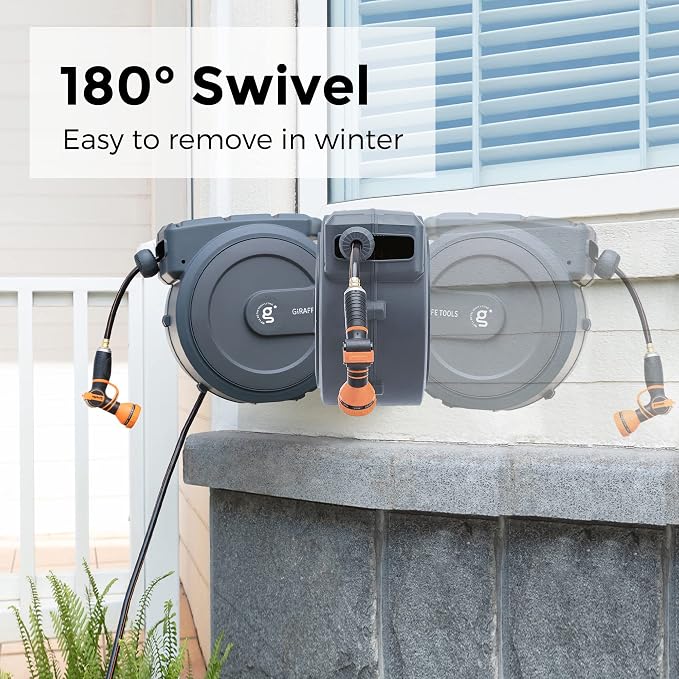 Giraffe Tools AW405/8MB Retractable Garden Hose Reel 5/8" x 90 ft PRO Metal - Image 4