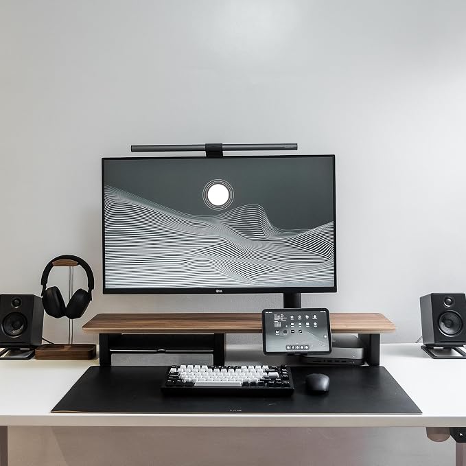 Raico Desk Cockpit Shelf Monitor Stand System Dual Screen Setup Wood Large Desk - Image 4