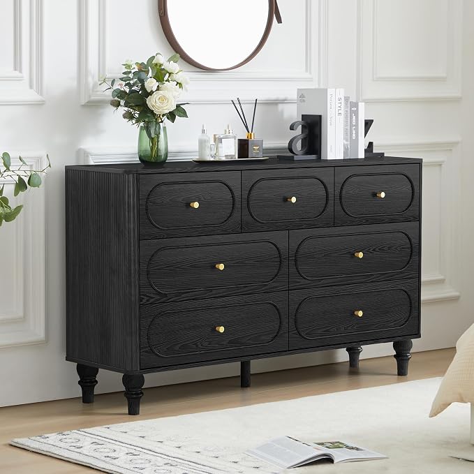 ORRD 7 Drawer Fluted Dresser for Bedroom, Mid Century Modern Chest of Drawers by ORRD