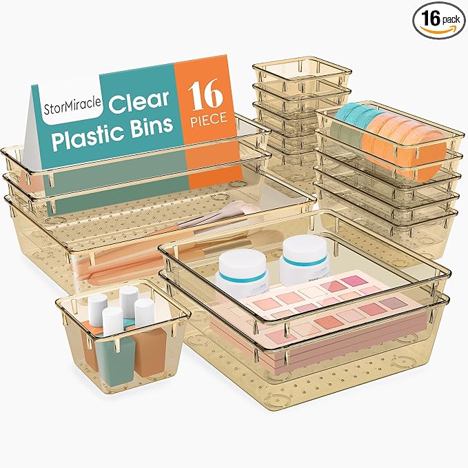 16 PCS Drawer Organizer Set, 5 Varied Size Bathroom and kitchen Drawer cabinet by StorMiracle