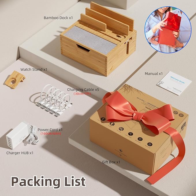 Multi-Device Charging Station Dock & Organizer, - Image 3