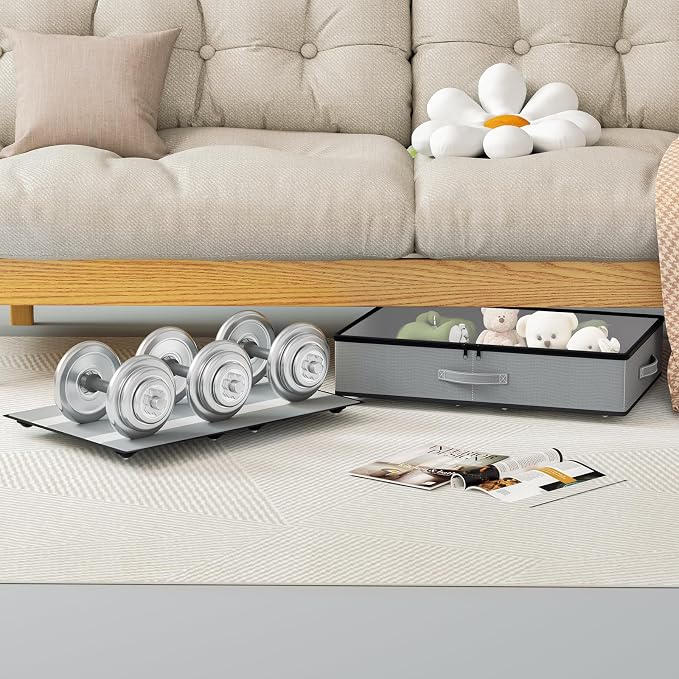 Under Bed Storage with Wheels, No Assemble Required 5.5 inches height grey - Image 7