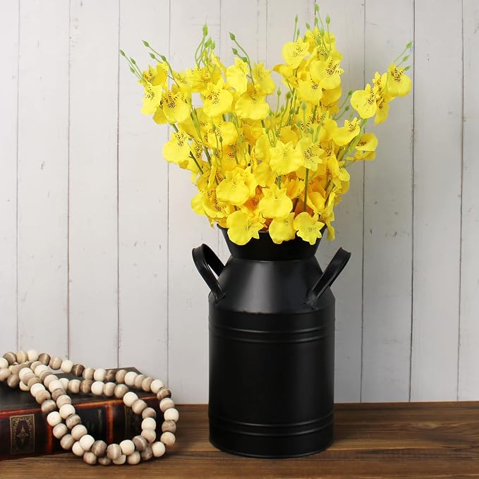 CVHOMEDECO. Farmhouse Galvanized Metal Milk Can, Old Rustic Primitives Jug Vase - Image 3