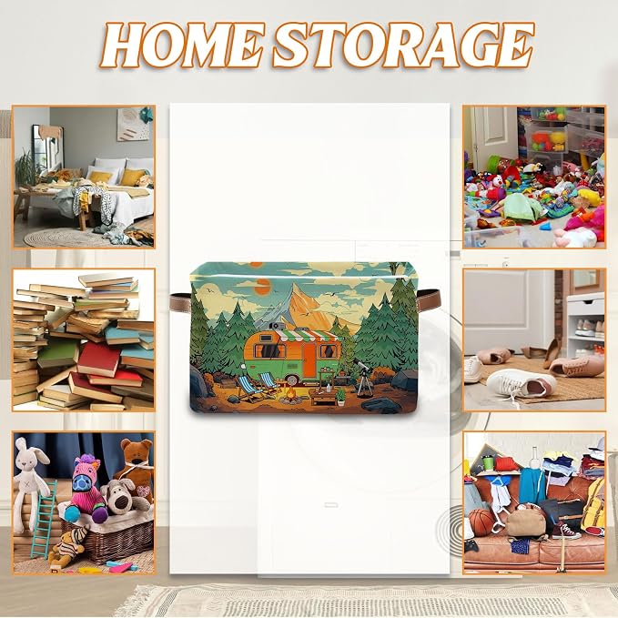 Rectangle Camp Nursery Storage Basket, Collapsible Storage Box Bin - Image 4