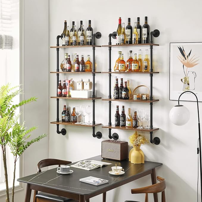 YMYNY Industrial Pipe Shelf Bracket, 4 Tiers Retro Wall Mounted Floating Shelf - Image 2