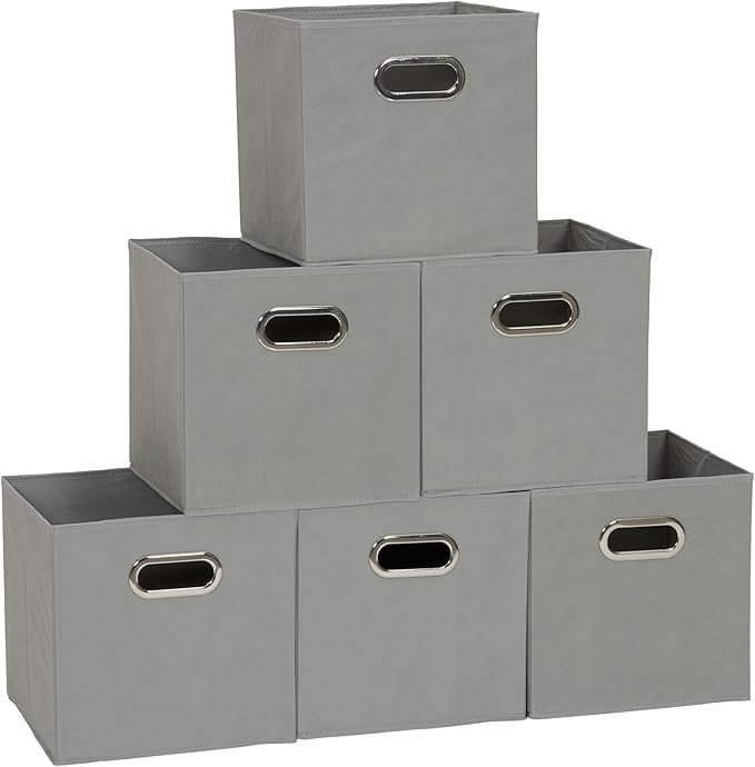 Household Essentials Foldable Fabric Storage Cubes 6-Pack – 11x11x11 Stackable by HouseholdEssentials