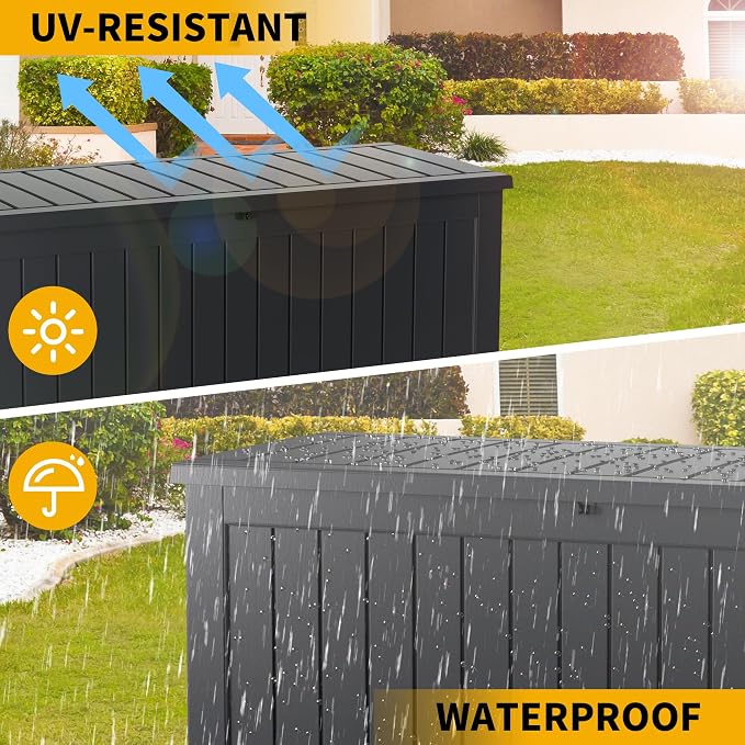 230 Gallon Resin Large Deck Box, Waterproof Outdoor Storage box - Image 5