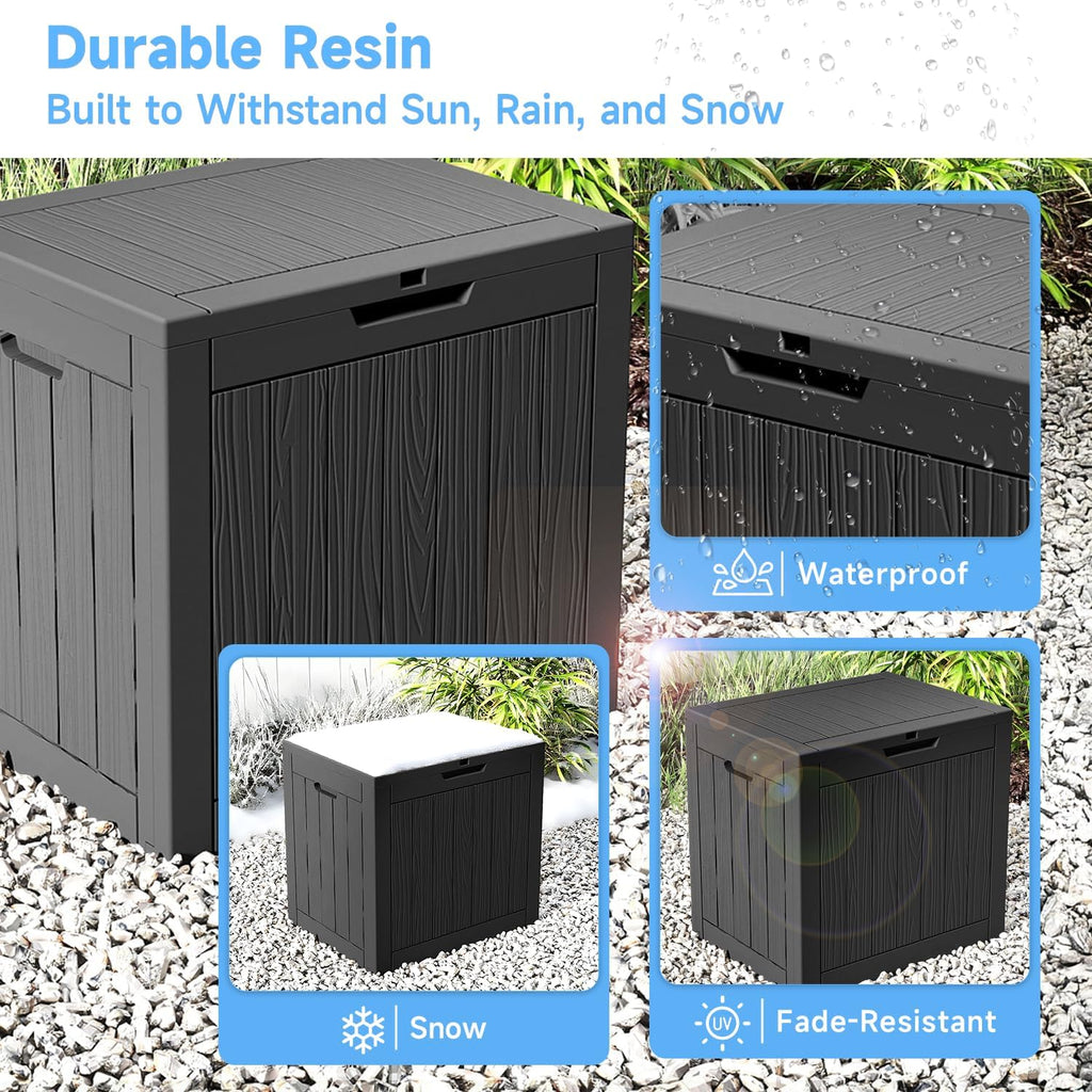 35 Gallon Outdoor Deck Box, Lockable Waterproof Outdoor Storage Boxes