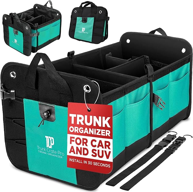 TRUNKCRATEPRO Teal Car Accessories Trunk Organizer Premium Multi Movable by TRUNKCRATEPRO