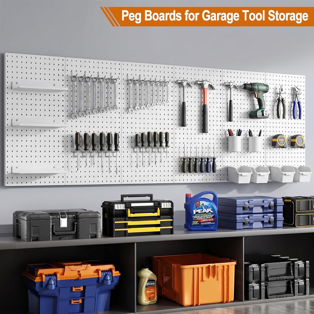 8 Pcs Metal Pegboard Panels, 16"x12" Heavy Duty Peg Boards for Garage